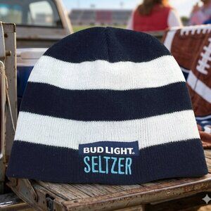 Bud Light Seltzer Beanie Hat Blue White Striped Penn State PSU Color Promo Merch